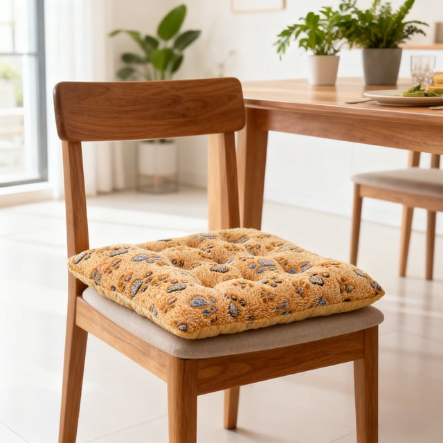Cojín de asiento con huella de pata de gato - Cojín de poliéster de 40x40 cm de grosor para silla de oficina y hogar, decoración multicolor