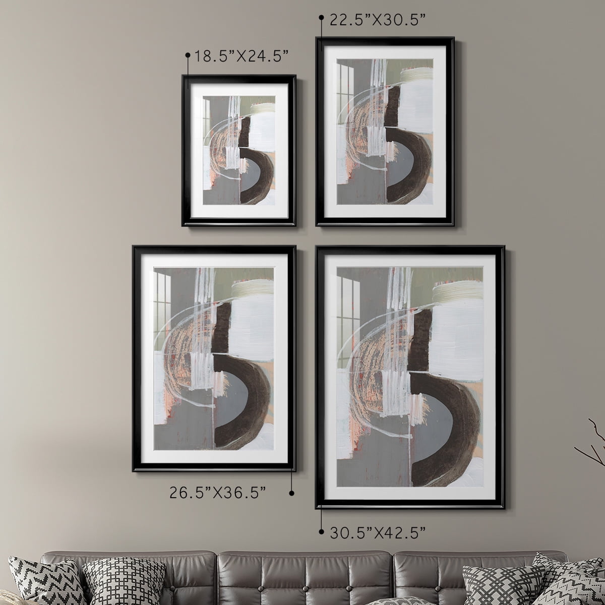 Wexford Home Arching Neutrals III Premium Framed Print, 26.5" x 36.5" - Ready to Hang, Black (Set of 2)