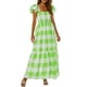 thumbnail image 3 of SAYOO Vestido bohemio de verano para mujer, vestido bohemio largo fruncido con manga a cuadros SAYOO  Moda, 3 of 10