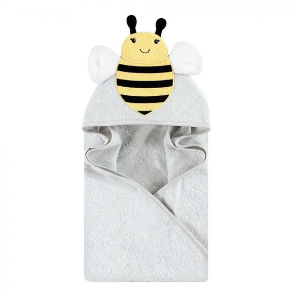 Hudson Baby Unisex Baby Cotton Animal Face Hooded Towel, Bee, One Size