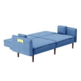 thumbnail image 5 of 3 in 1 Convertible Sofa Bed, Linen Upholstered Futon Couch with 2 Pillows and Side Pockets, Multifunctional Loveseat Sofa with 3 Position Adjustable for Living Room, Bedroom, Office, Blue, 5 of 9