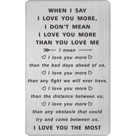 Daisyco Gifts When I Say I Love You More Wallet Card, Romantic Valentines Anniversary Gift for Husband