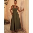 thumbnail image 6 of Summer Dresses for Women 2025 Halter Maxi Wedding Guest Party Cocktail Semi Formal Elegant Sundress Dark Green L, 6 of 9