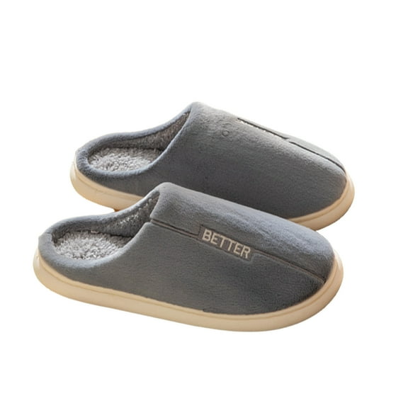 Lovskoo 2024 Women's And Men's Slippers Cotton Slippers Fall And Winter Home Casual Couple Indoor Household Soft Bottom Warm Wear Resistance Slippers Gray