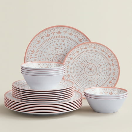 

Joviton Home 24PCS Bohemia Pink Melamine Dinnerware Sets for 8 (Pink)