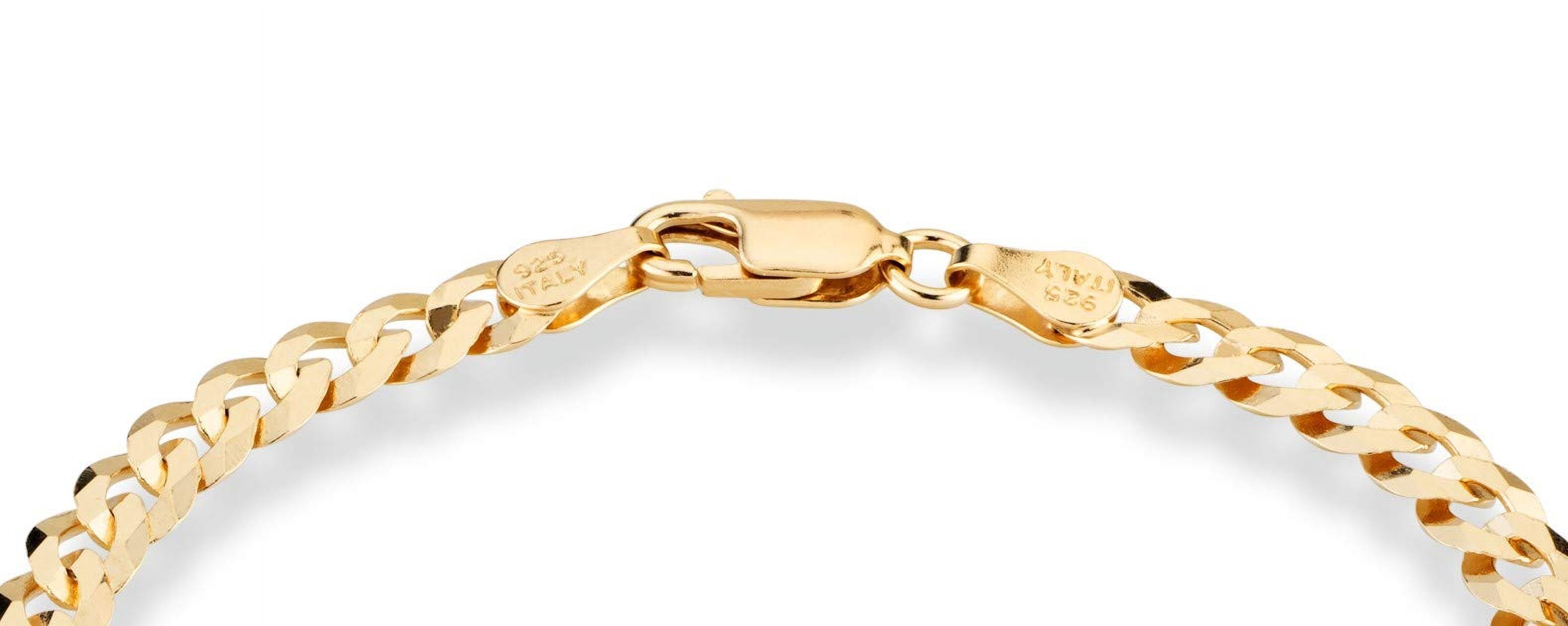 Miabella 18K Gold Over Sterling Silver Italian 5mm Solid Diamond-Cut Cuban Link Curb Chain Bracelet for Men Women, 925 Made in Italy (7 Inches)