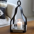 thumbnail image 3 of SwallowLiving Rustic Farmhouse Wood and Metal Candle Lantern Table Decor, 3 of 7