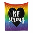 thumbnail image 1 of Pride Soft Flannel Fleece Throw Blanket, Be Strong Gay Parade Slogan Freedom Rights Equality Love Theme with a Heart, Cozy Plush for Indoor and Outdoor Use, 50" x 70", Multicolor, by Ambesonne, 1 of 6