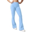 thumbnail image 4 of Flare Leggings for Women Butt Lift Yoga Pants with Pockets Gym Scrunch Workout Sky Blue L, 4 of 4