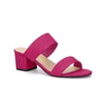 thumbnail image 1 of Women's Dual Straps Mid Chunky Heel Slide Sandals Hot Pink 8.5, 1 of 8