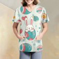 thumbnail image 4 of Uniforme De Enfermera，Easter Scrub Tops Women Bunny Egg Hunt Print Scrubs Short Sleeve Holiday Working Uniform with Pockets，White，XXL, 4 of 4