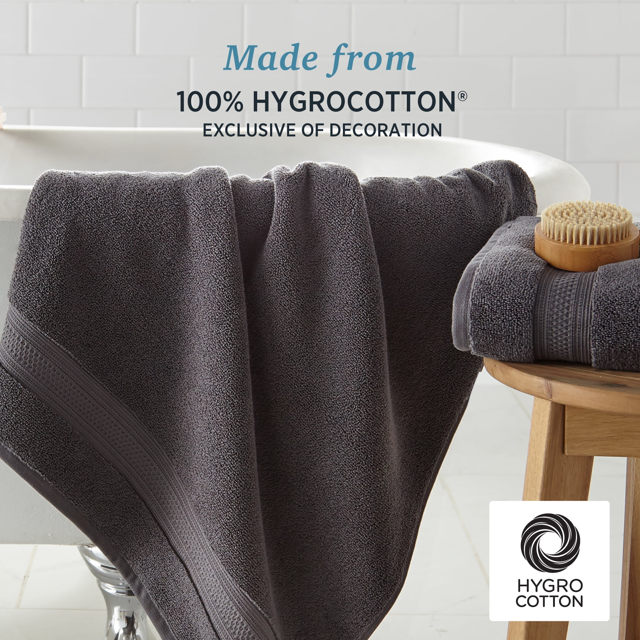 WelHome 100 HYGROCOTTON 4 Piece Solid Soft Bath Towels Set Quiet Shade 600 GSM 30 x 56 Large Absorbent Plush Bathroom Towels Shop Black Friday Deals for 2024 Walmart