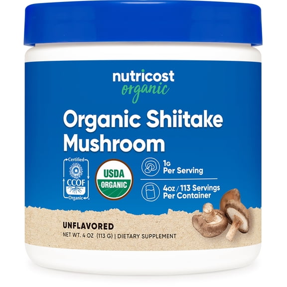 Nutricost Organic Shiitake Mushroom Powder 8oz - 100% Organic Certified Supplement