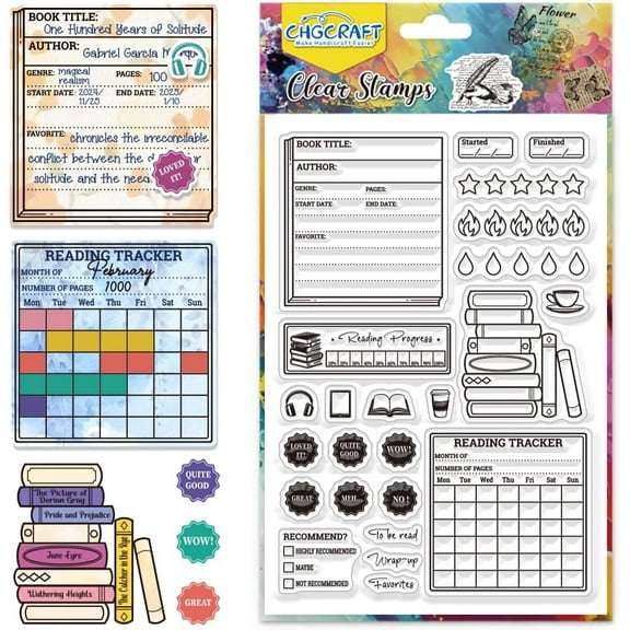 Reading Diary Clear Stamps Book Review Transparent Stamps Silicone Clear Stamp Seals for DIY Scrapbooking Photo Album Decoration 4.3x6.3 inch