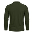 thumbnail image 6 of Zivyakyro Long Sleeve Mens Polo Shirt Fall Collared Button with Pocket Textured Solid Slim Officewear Shirts Green M, 6 of 8