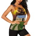 thumbnail image 2 of Xecao Fall Village Scenery print women's scoop neck, loose-fit workout tank tops for the gym., 2 of 9