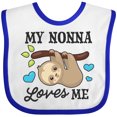 thumbnail image 3 of Inktastic My Nonna Loves Me with Sloth and Hearts Boys or Girls Baby Bib, 3 of 4