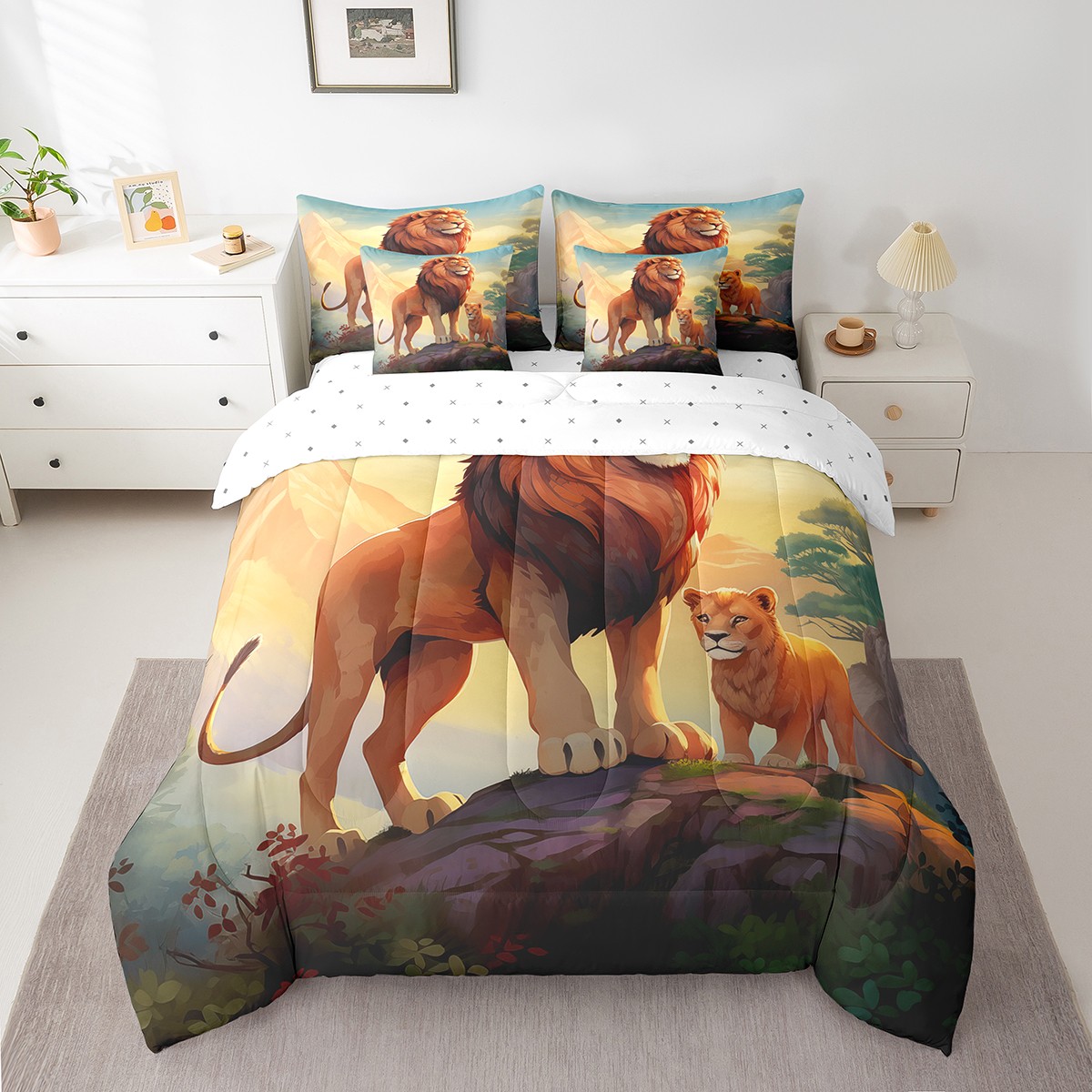 BlessLiving Safari Animal Bed-in-A-Bag Set - Twin Size, 8-Piece Jungle Theme Kids Bedding