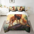 thumbnail image 2 of 7 Piece Lion Comforter Set Twin with Sheets,Wild Safari Animals Bed in a Bag Jungle Decor for Home,Wildlife Animal Print Bedding Set with Fitted Sheet,Flat Sheet,Pillowcases & Shams, 2 of 5