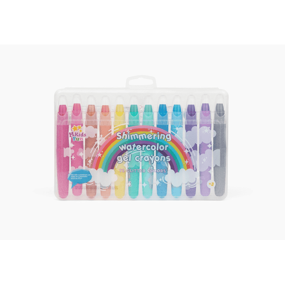 MKIDSFUN Sparkle Watercolor Gel Crayons, 12 Metallic Twistable Crayons
