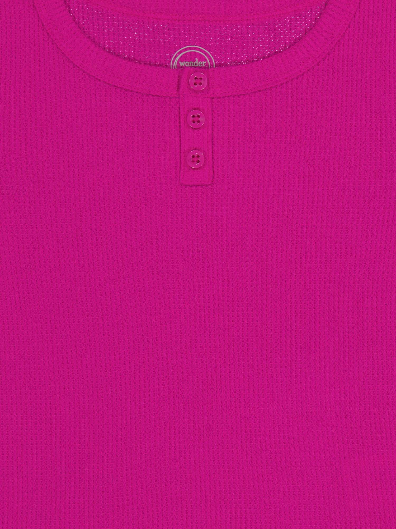Wonder Nation Girls Short Sleeve Waffle Henley Knit Top, Sizes 4-18