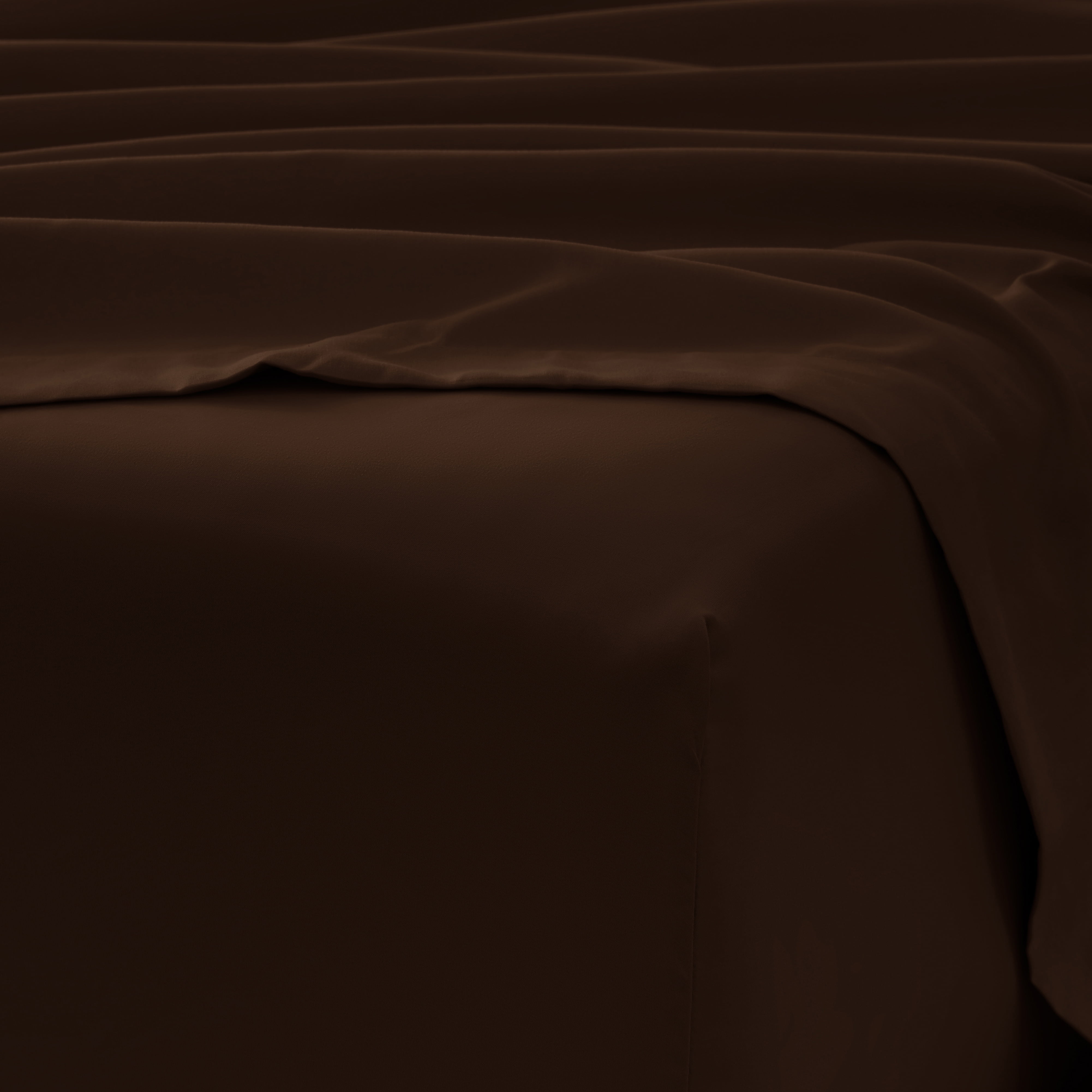 King, Chocolate Solid Microfiber 6 Piece Bed Sheet Set, by Noble Linens