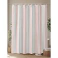thumbnail image 4 of Fsddascl Pink Blue Gray Shower Curtain Set - Small 36" x 72" Washable Bathtub Curtain with 12 Hooks, Beige Vintage Simple Abstract Stripes Waterproof Fabric Stall Shower Curtains for Bathroom/Bathtub, 4 of 6