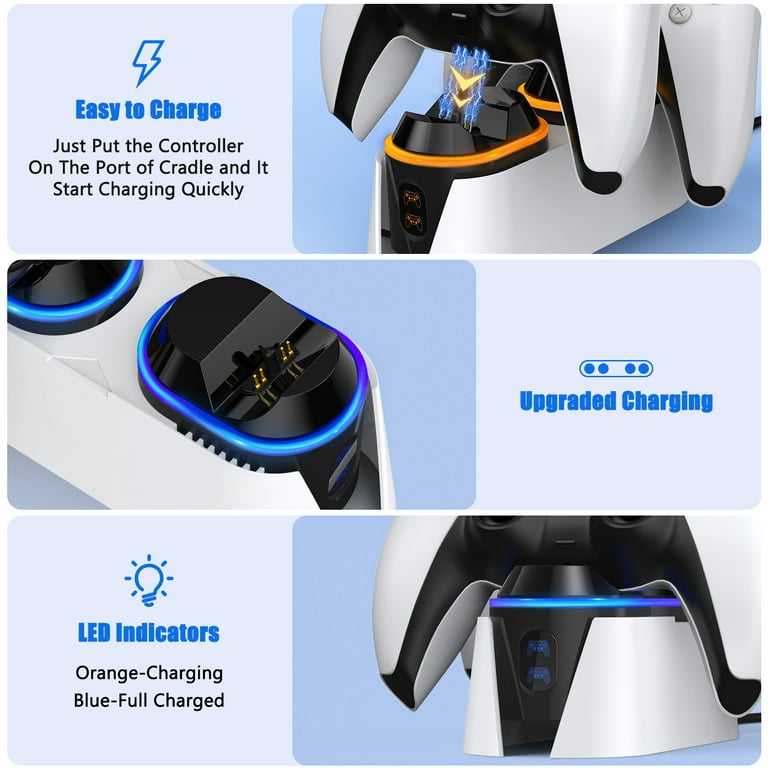 PS5 Controller Charger with Headset Holder, PS5 Controller Charging Station  with Upgraded Touch Switch, OIVO Playstation 5 Charging Station with Fast