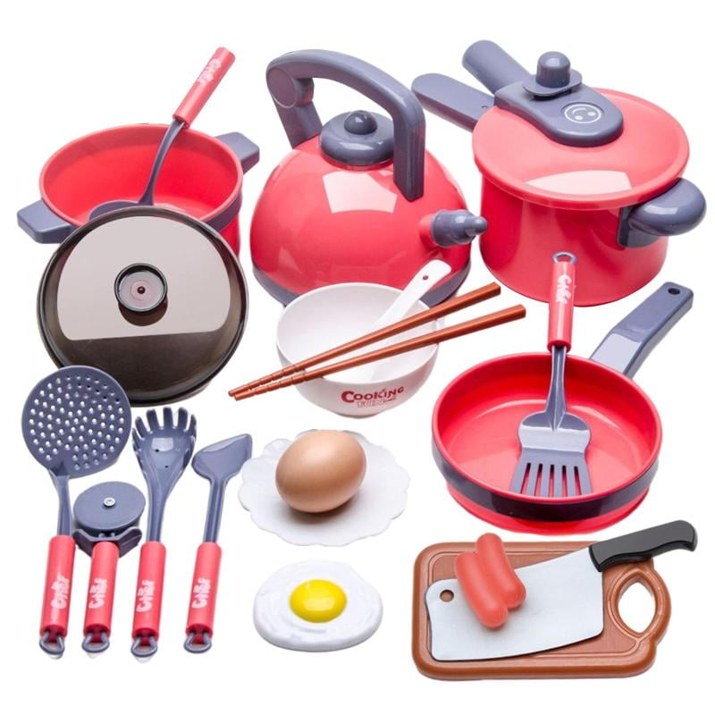 20Pcs Pretend and Pans Sets Food Cooking Cookware Accessories Learning