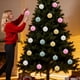 thumbnail image 5 of 16 bolas navideñas de terciopelo flocado | Adornos colgantes de plástico de 6 cm para árbol | Decoración festiva para el hogar y fiestas, 5 of 5