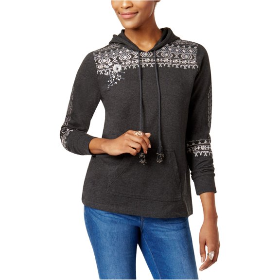 Style & Co. Womens Embroidered Hoodie Sweatshirt