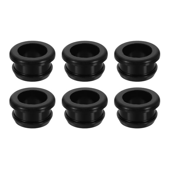 6 Pack Rubber Grommets Fit 0.75" (19mm) Hole Dia.0.53" (13.5mm) H 0.28"(7mm) ID Hole Top Hat Grommet Silicone Rubber Hole Plug Gasket, Black