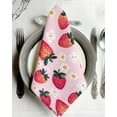 thumbnail image 2 of Cloth Napkins Watercolor Pastoral Strawberry Flower Washable Soft Kitchen Dinner Napkin Set of 6,Pink Fruit Floral Theme Reusable Cocktail Napkins for Wedding Holiday Party Event,20x20In, 2 of 7