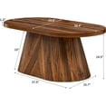 thumbnail image 2 of Oval Fluted Coffee Table with Sturdy Tapered Base, Wood Small Coffee Table, Mid Century Modern Center Table for Living Room Office (Walnut), 2 of 18
