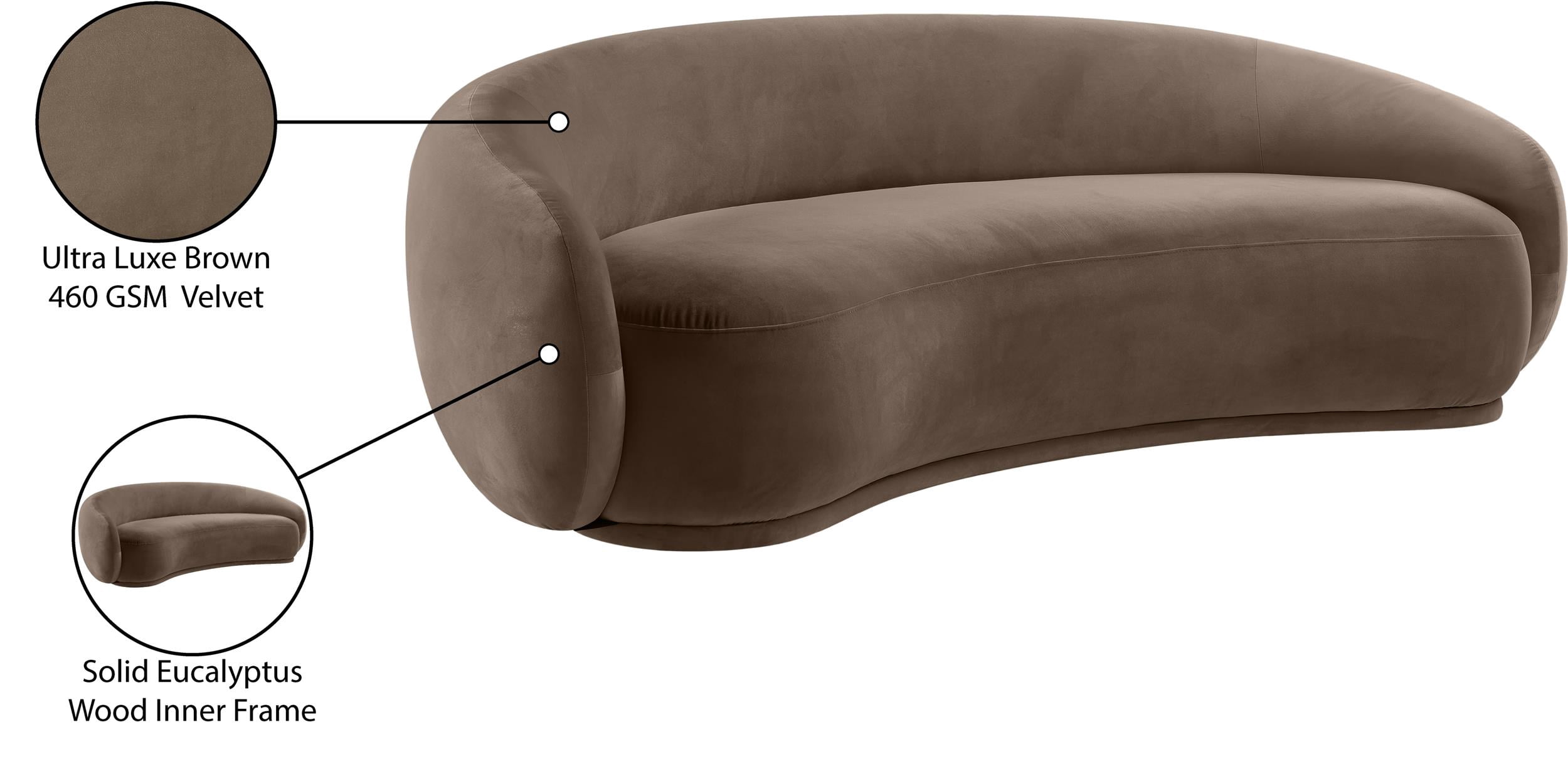 Meridian Furniture Emery Brown Velvet Sofa