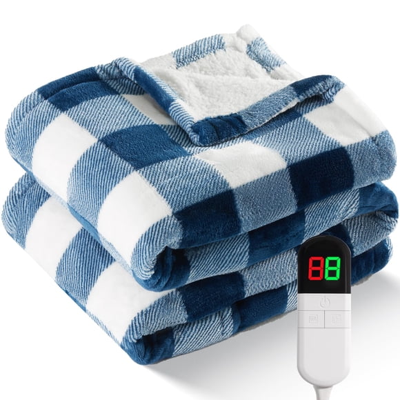 Manta térmica eléctrica MAXEVE Sherpa Buffalo Plaid Blue