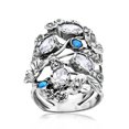 thumbnail image 6 of Jean Rachel Jewelry 925 Sterling Silver Floral Ring with Opal and Cubic Zirconia, Multi Textured, 6 of 8