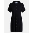 thumbnail image 6 of Time and Tru Women's Linen Blend Pleated Mini Shirtdress with Short Sleeves, Sizes XS-XXXL, 6 of 6