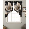 thumbnail image 2 of Black Gold Flower Swag Valances for Windows, Gradient Luxurious Floral Botanical Rod Pocket Sheer Valances for Small Windows, Swag Toppers Light Filtering for Kitchen Living Room 2 Panels 36''x36'', 2 of 6