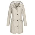 thumbnail image 2 of Htigea Plus Size Rain Jackets for Women,Lightweight Outdoor Rain Coat Waterproof Windproof Hooded Trench Raincoat Long Coats with Pocekts Fall Savings Beige,M, 2 of 5