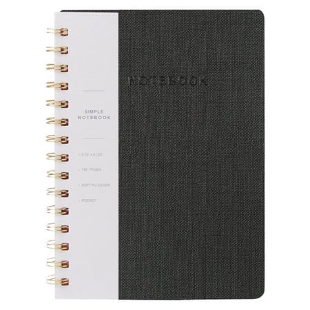 Spiral Notebook 5.75 x 8.125 College Ruled Journal with Inner Pockets and 160 Pages PU Leather Cover Business Journal Twin-Wire Binding Notebook Perfect for Office & Home Supplies 1 Pcs
