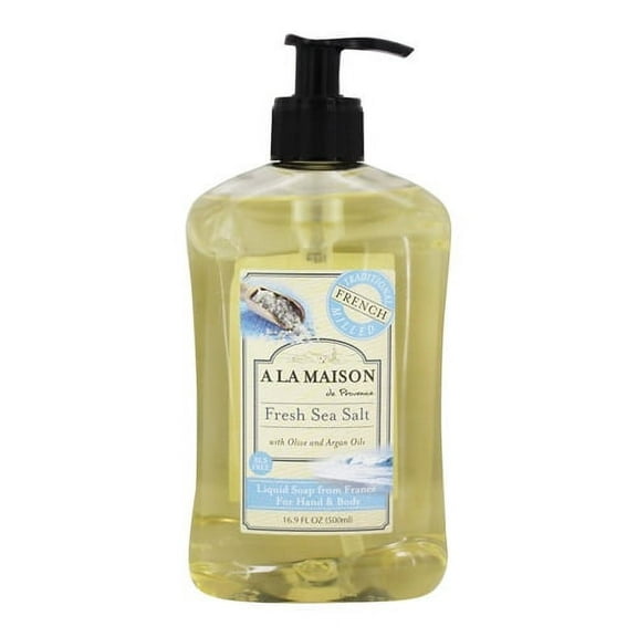 A La Maison Traditional French Milled Fresh Sea Salt Liquid Hand and Body So ap, 16.9 Oz