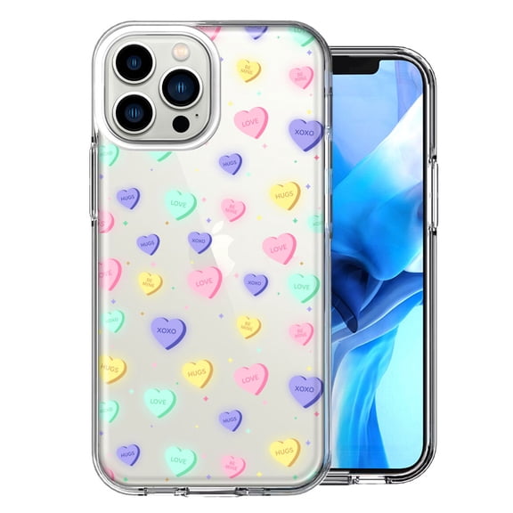 MUNDAZE For Apple iPhone 13 Pro Max Valentine's Day Heart Candies Design Double Layer Phone Case Cover