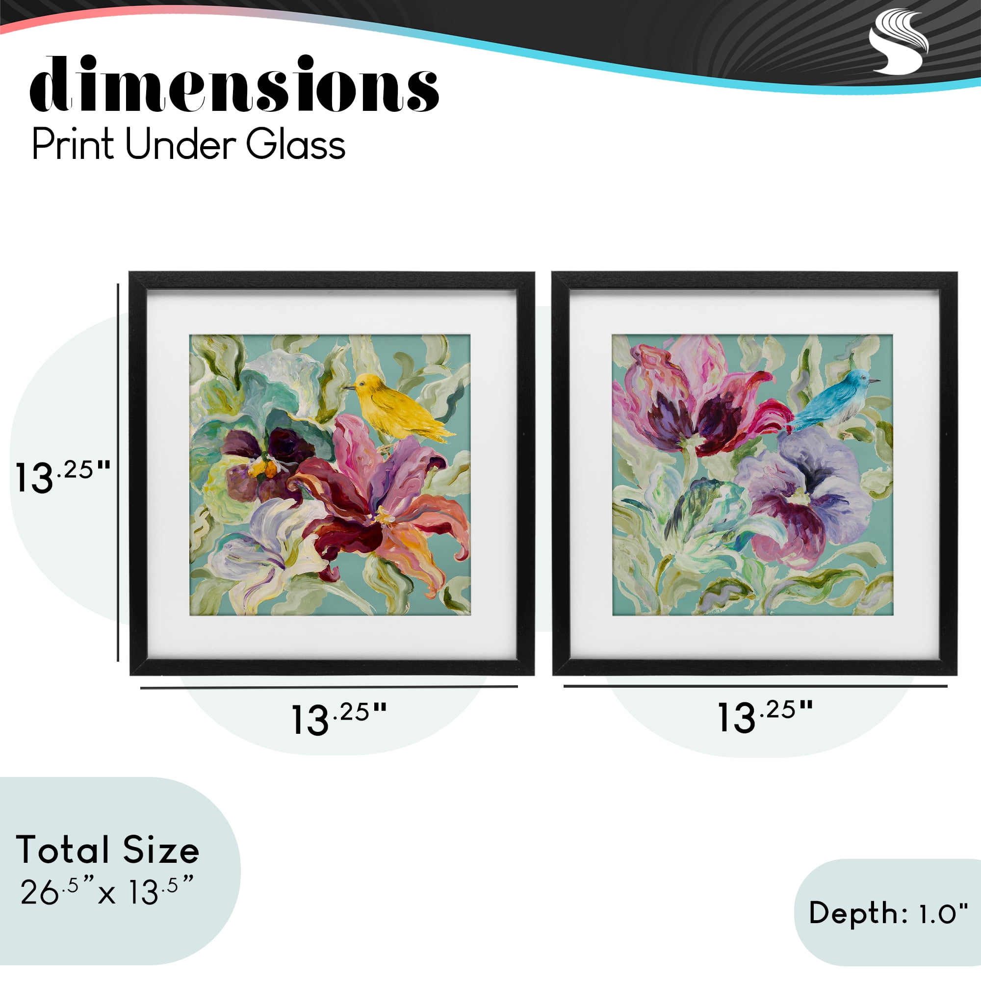 Stupell Industries Lyrical Garden Canaries 2 Piece Black Framed Print Under Glass Set, design by Lanie Loreth