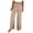 Khaki, variant on LEAVINGSUO Womens Pants Summer Fall Fashion Women Casual Solid Pants Comfortable Elastic High Waist Wide Leg Casual Loose Beach Pants Yellow XXL