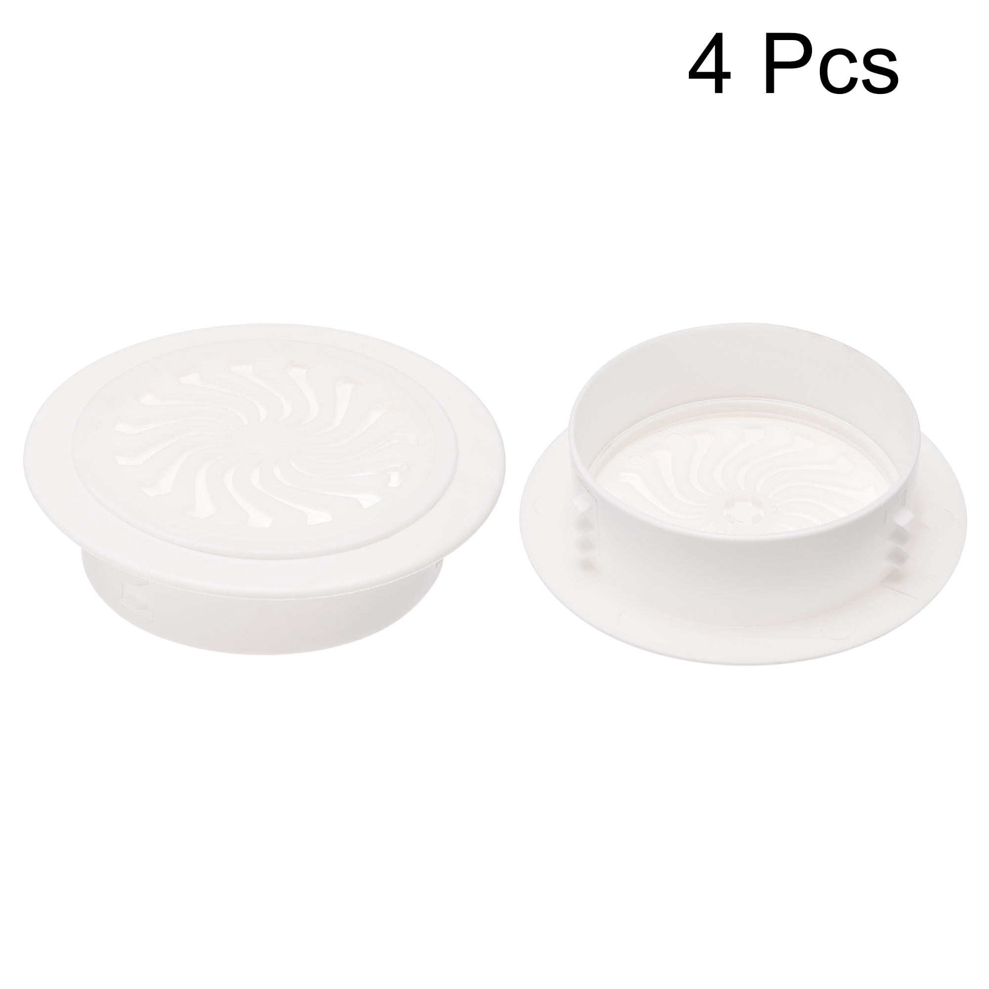 Uxcell 5.12" x 1.46" Round Vent Cover Adjustable Air Vent Cover ABS Plastic White 4pcs