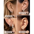 thumbnail image 4 of VEEDOFA 3-Pair Silver Earrings Set for Women, Huggie Hoops & CZ Studs, Silver Plated, 4 of 6