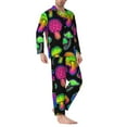 thumbnail image 2 of Naloa Bright Mushrooms Men’s Pajamas Set - Long Sleeve Button Down Sleep Shirt and Pajama Bottoms Sleepwear Set-XX-Large, 2 of 7