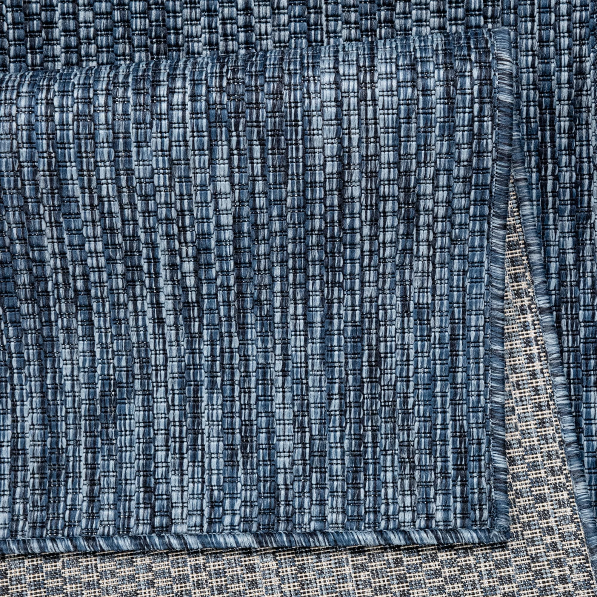 Solid Outdoor Rug for Patio or Balcony in Mottled Blue