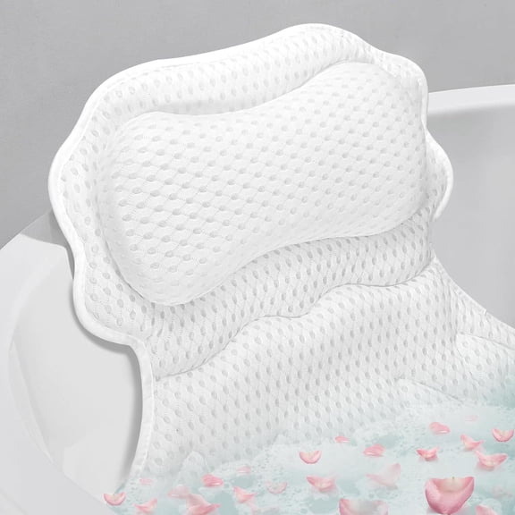 Luxury Bath Pillows for Tub Neck and Back Support,4D Breathable Air Mesh Ergonomic Bathtub Pillow Relaxing Bath Accessories Spa Gifts